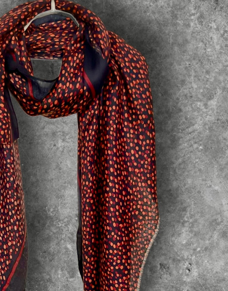 Red Black Polka Dot Cotton Scarf,Elegant Lightweight Shawl Wrap for Women