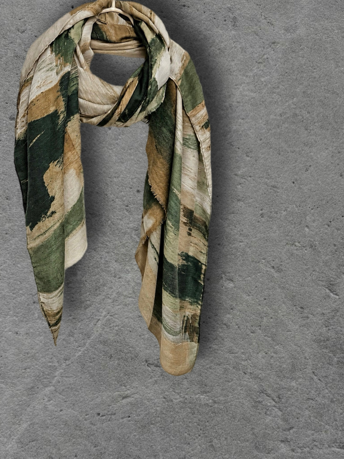 Forest Green Abstract Brushstroke Autumn Winter Scarf