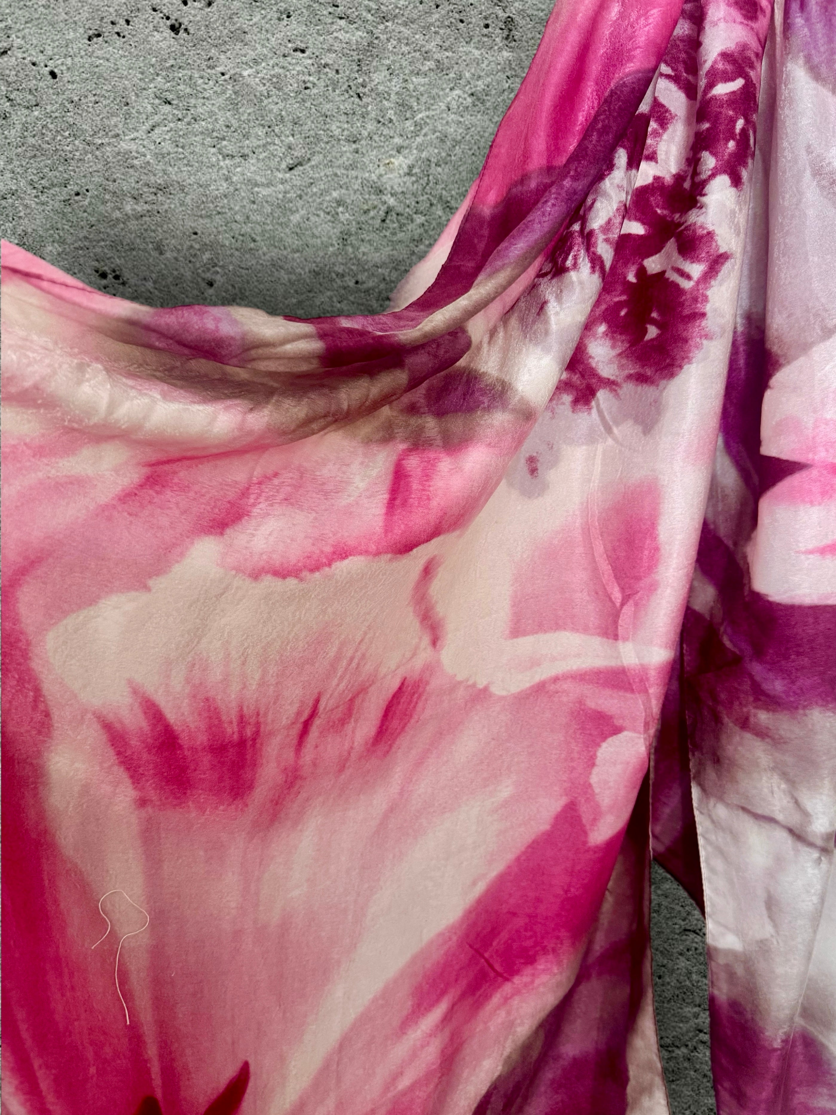 Abstract Watercolour Silk Scarf for Women in Pink/Purple,Luxury Lightweight Shawl,Ideal Gift for Her,Mom and Christmas