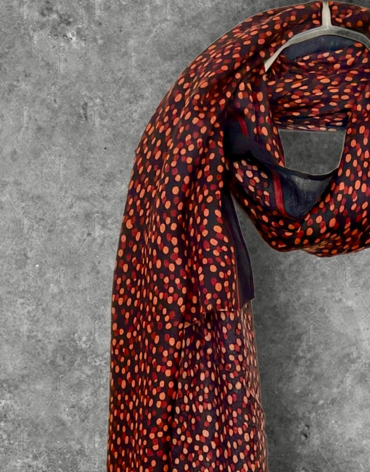 Red Black Polka Dot Cotton Scarf,Elegant Lightweight Shawl Wrap for Women