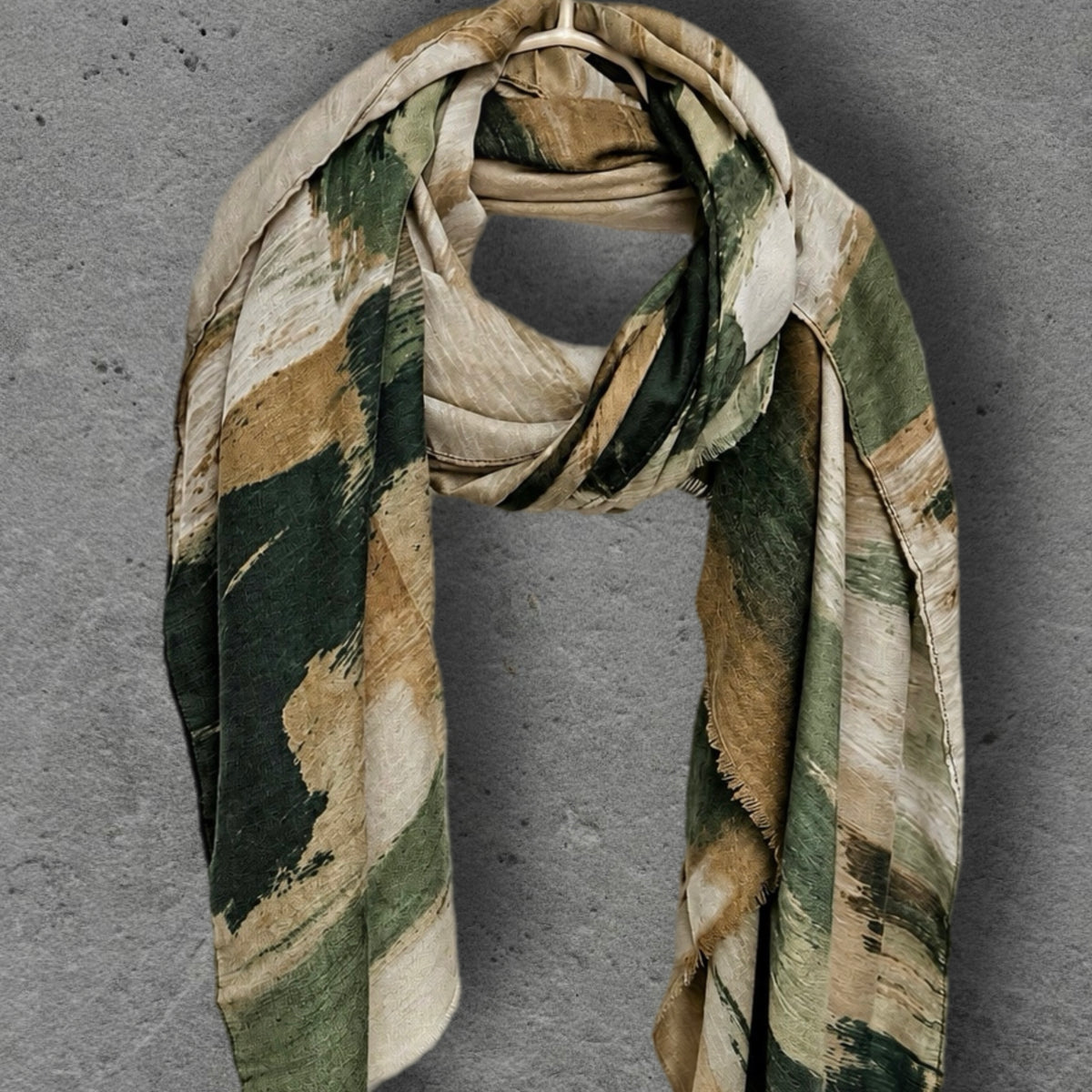 Forest Green Abstract Brushstroke Autumn Winter Scarf