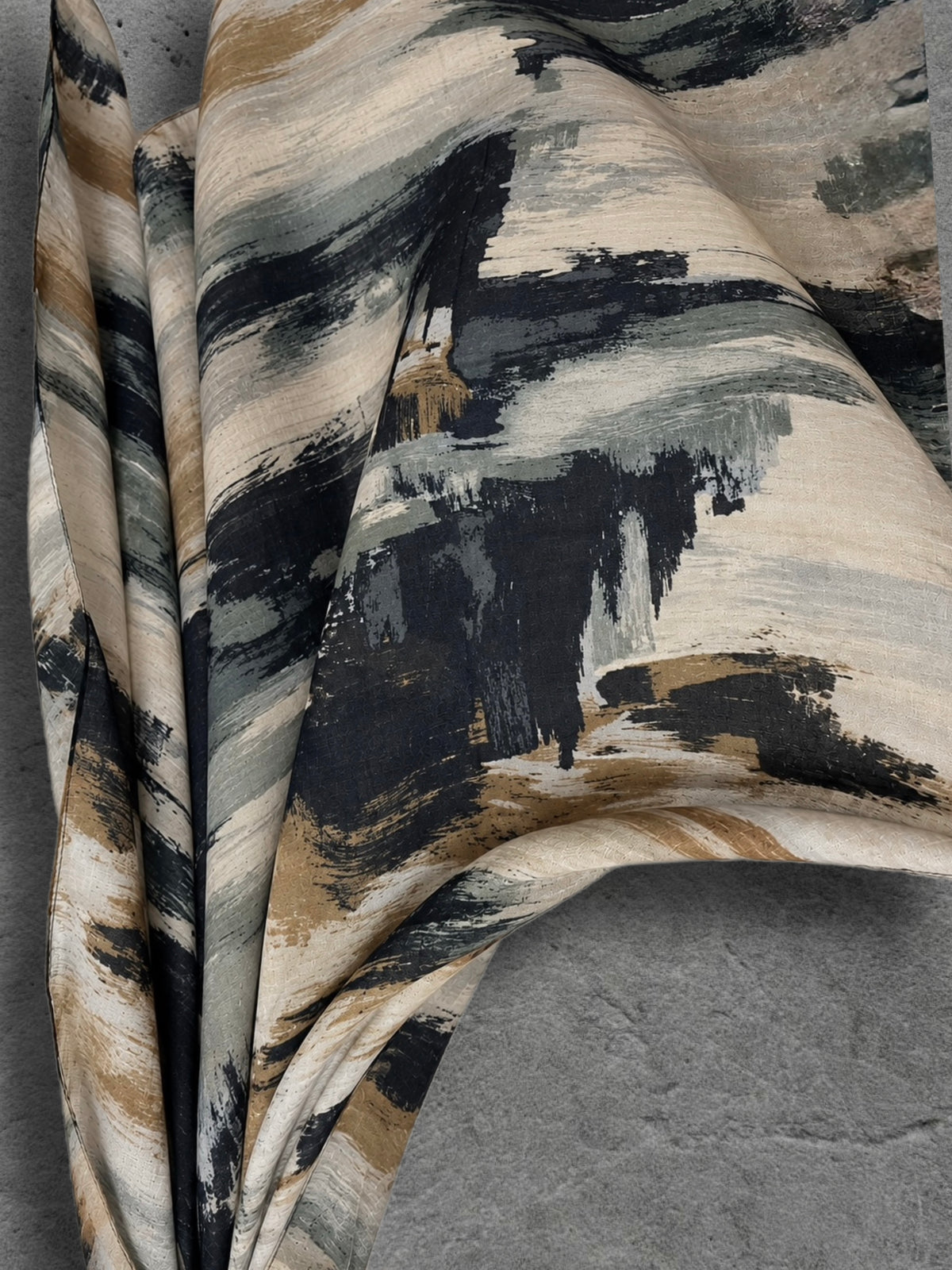 Black Beige Camel Brushstroke Autumn Winter Scarf