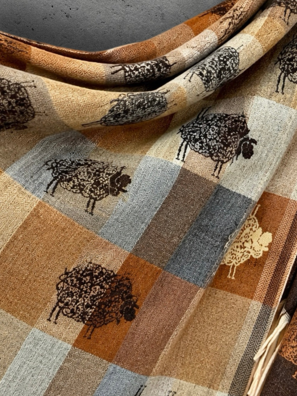 Brown Camel Reversable Sheep Winter Scarf