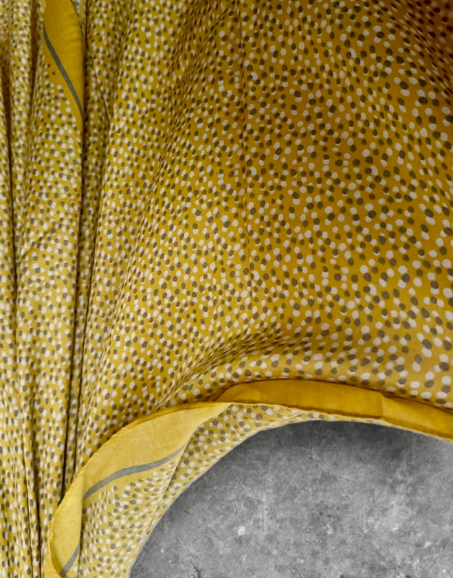 Yellow Micro Polka Dot Cotton Scarf for Women,Lightweight Spring Summer Shawl