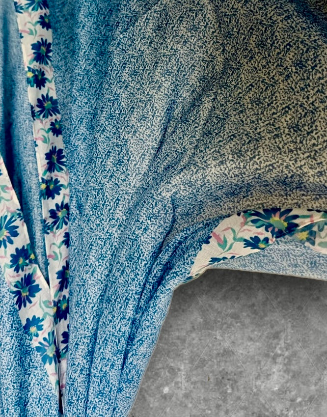 Blue Micro Floral Lightweight Cotton Scarf for Women,Soft Summer Shawl Wrap