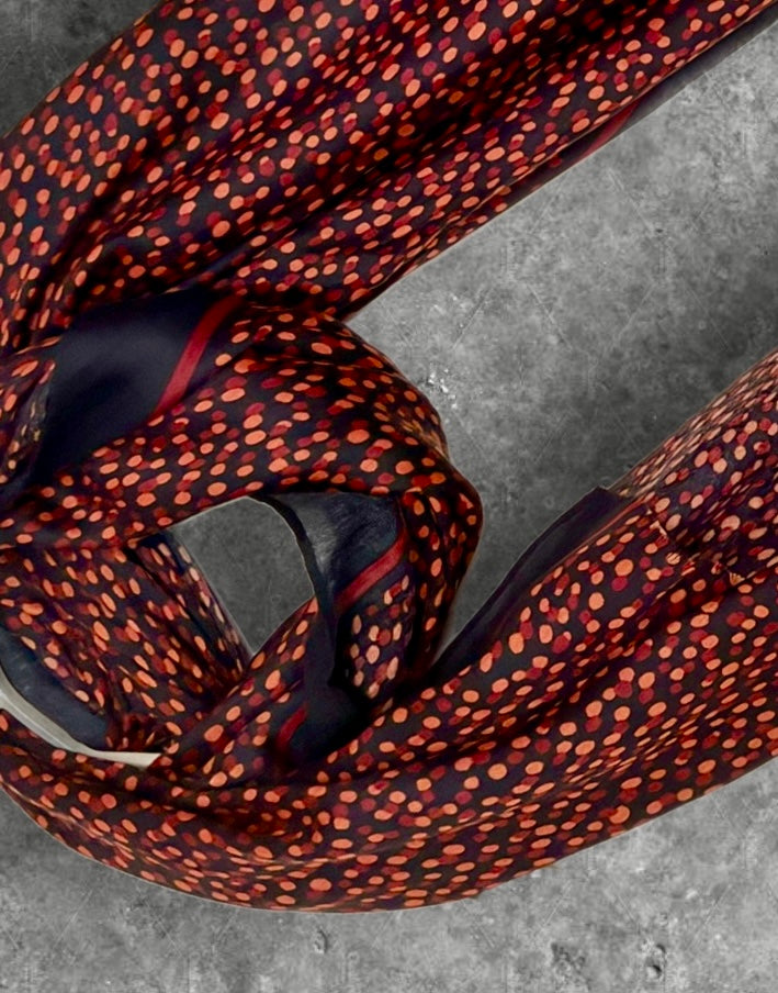 Red Black Polka Dot Cotton Scarf,Elegant Lightweight Shawl Wrap for Women