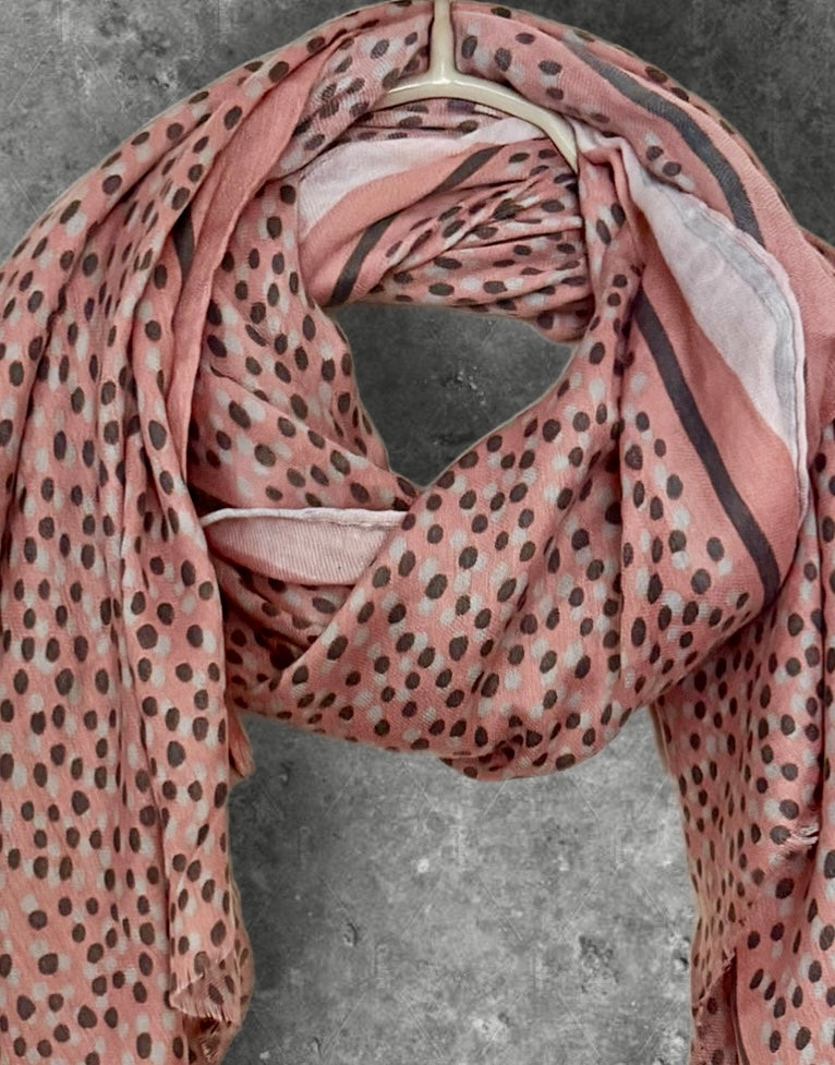 Pink Small Polka Dot Cotton Scarf for Women,Soft Lightweight Summer Shawl
