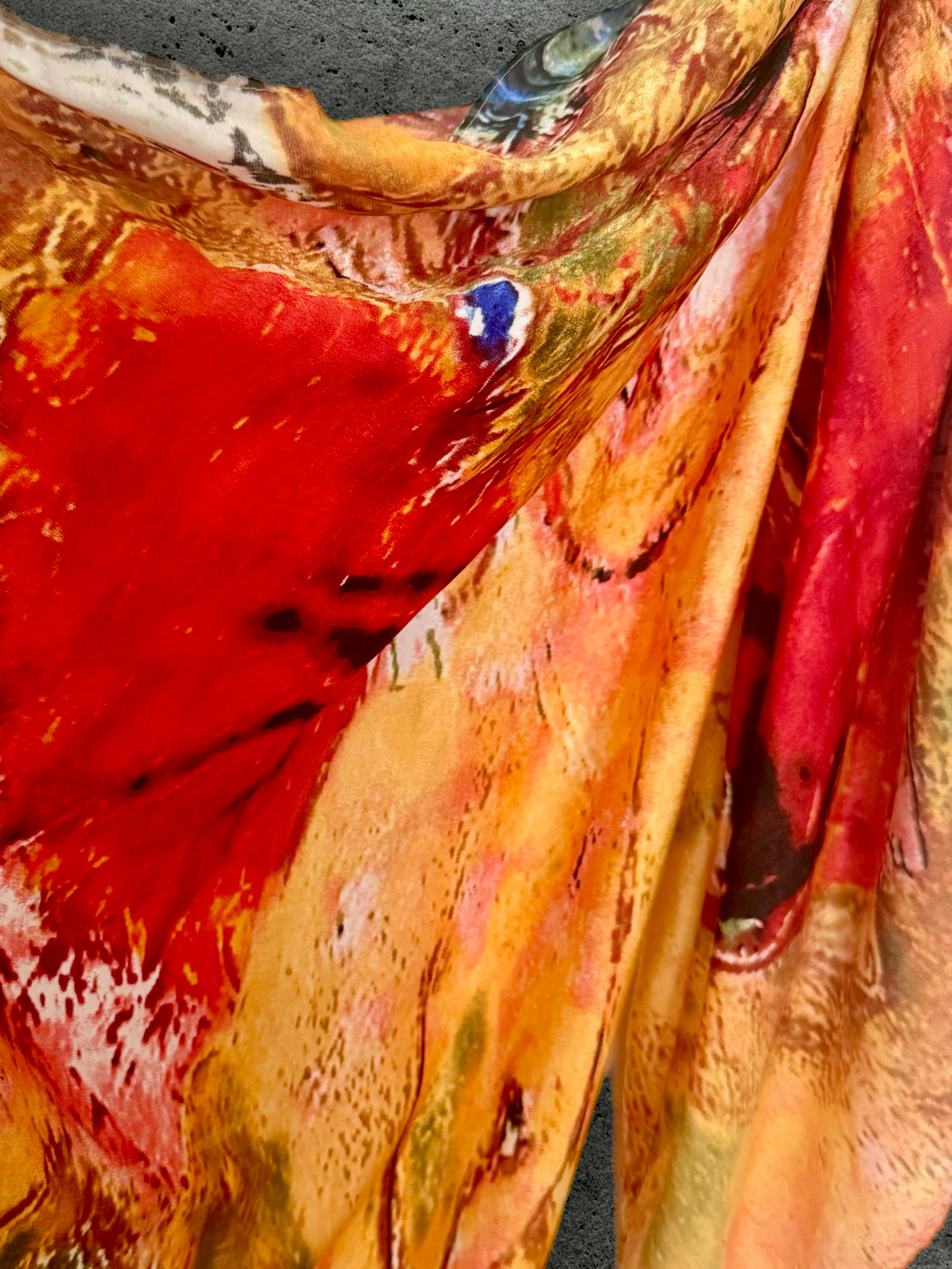 Abstract Silk Scarf for Women in Bold Orange & Red Artistic Wrap,Suitable for All Season,Great Gifts for Her,Mom,Birthday or Christmas