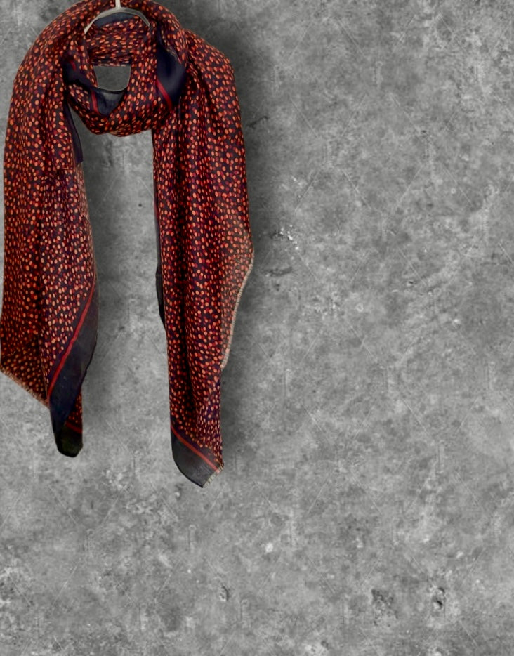Red Black Polka Dot Cotton Scarf,Elegant Lightweight Shawl Wrap for Women