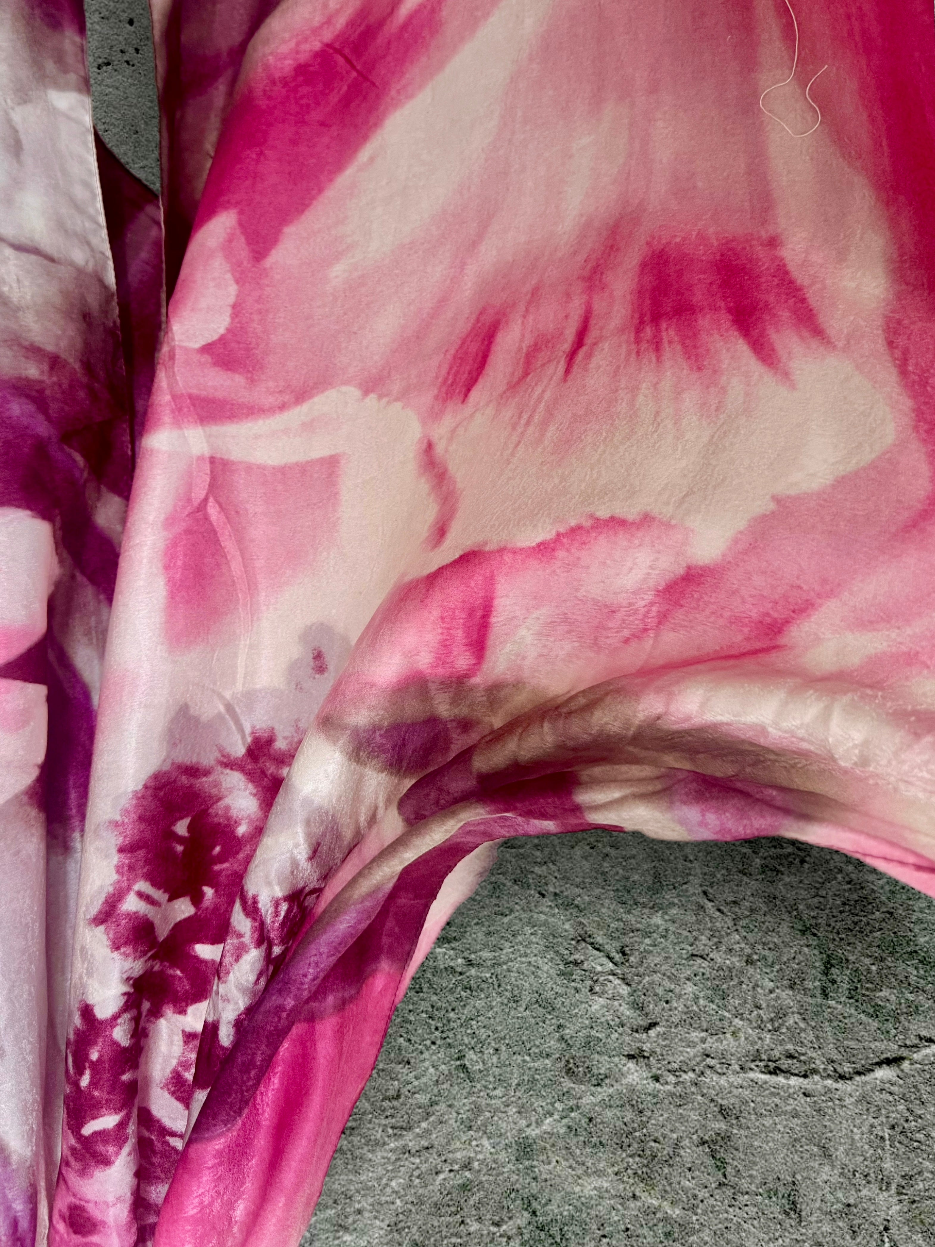 Abstract Watercolour Silk Scarf for Women in Pink/Purple,Luxury Lightweight Shawl,Ideal Gift for Her,Mom and Christmas