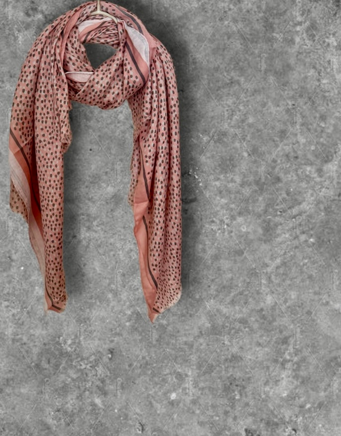 Pink Small Polka Dot Cotton Scarf for Women,Soft Lightweight Summer Shawl