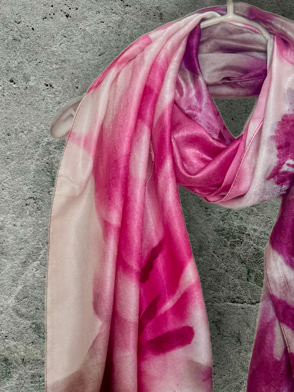 Abstract Watercolour Silk Scarf for Women in Pink/Purple,Luxury Lightweight Shawl,Ideal Gift for Her,Mom and Christmas
