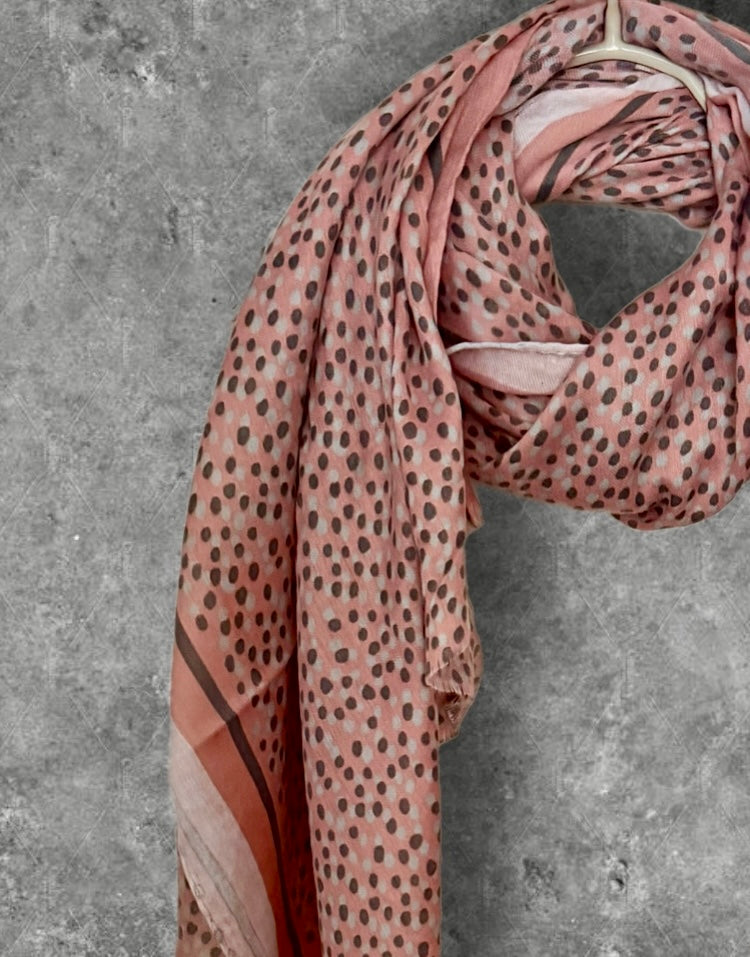 Pink Small Polka Dot Cotton Scarf for Women,Soft Lightweight Summer Shawl
