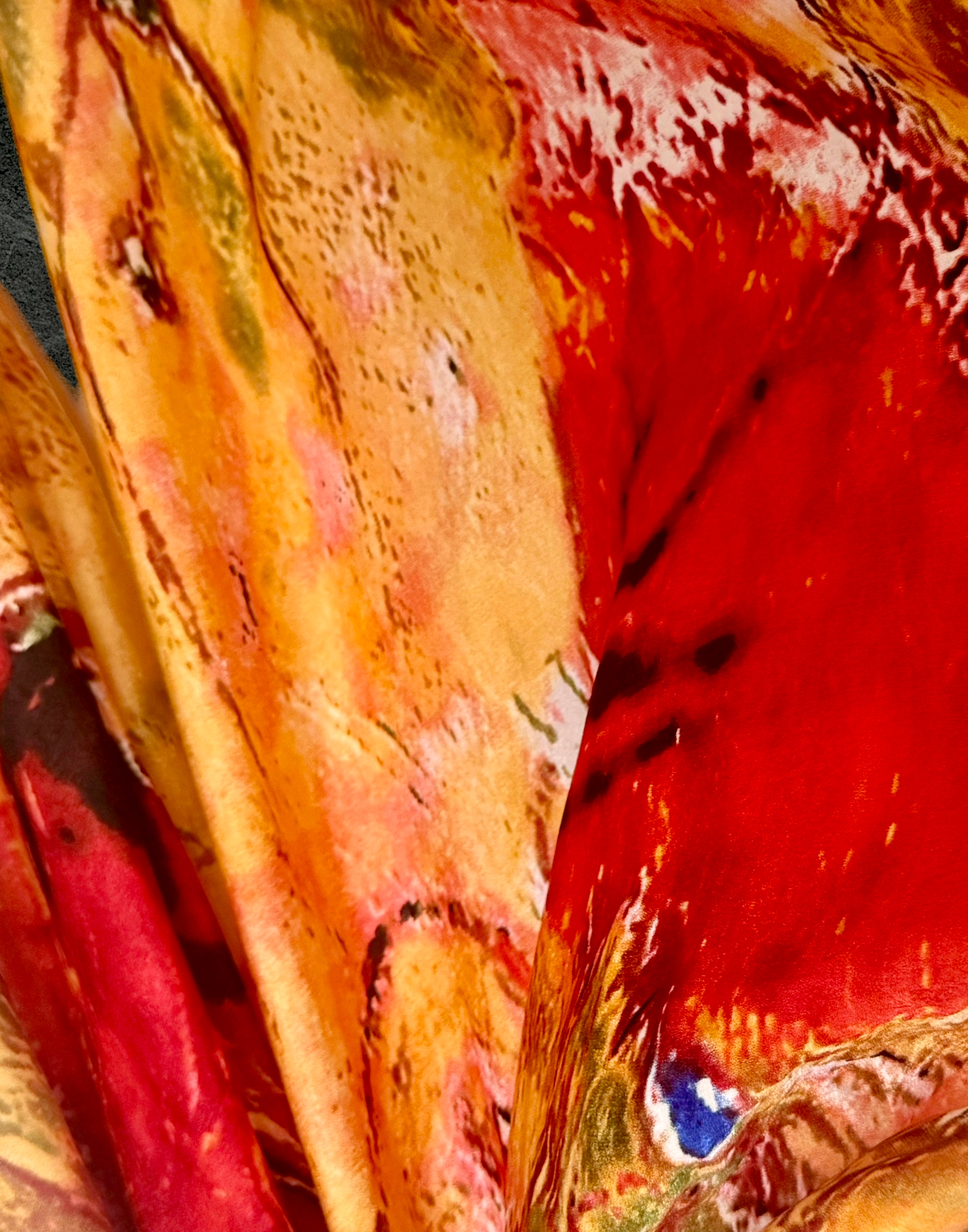 Abstract Silk Scarf for Women in Bold Orange & Red Artistic Wrap,Suitable for All Season,Great Gifts for Her,Mom,Birthday or Christmas