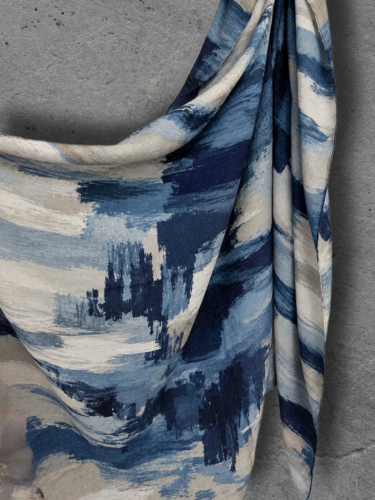 Navy Blue Abstract Brushstroke Winter Scarf