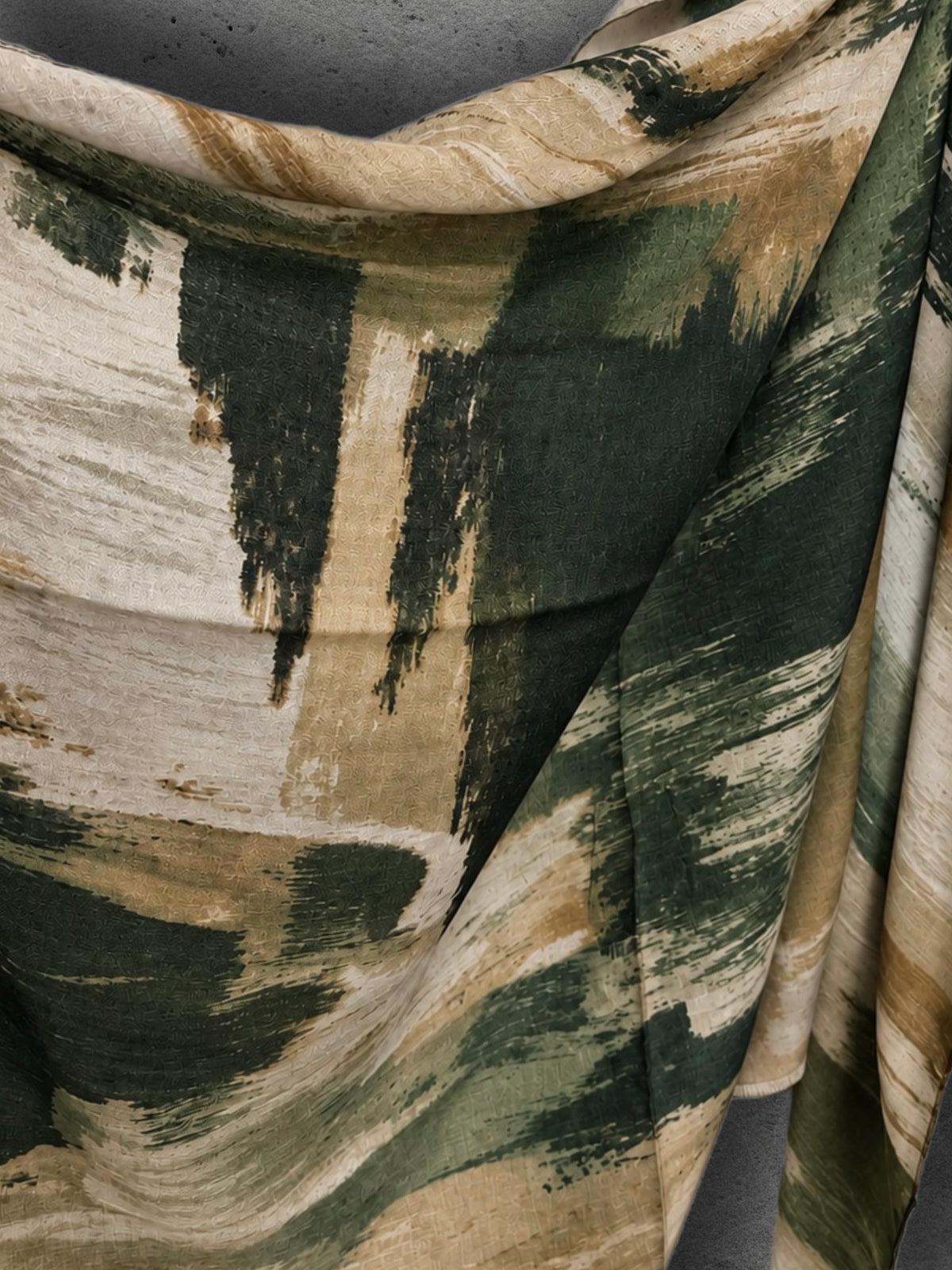 Forest Green Abstract Brushstroke Autumn Winter Scarf