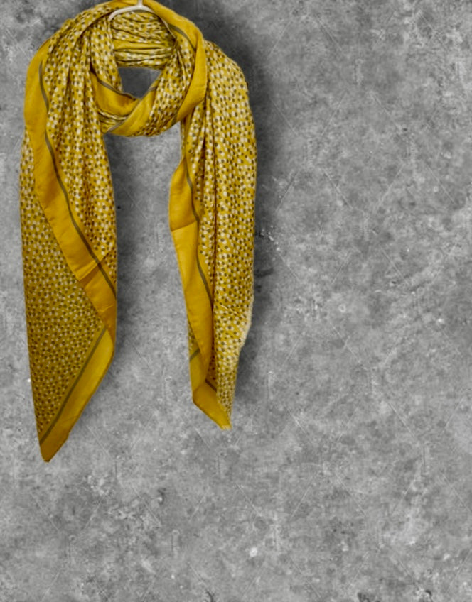 Yellow Micro Polka Dot Cotton Scarf for Women,Lightweight Spring Summer Shawl