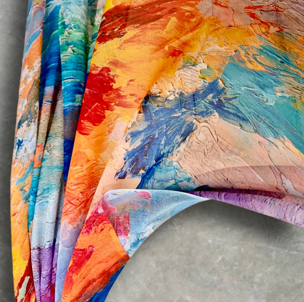 Multicolour Abstract Watercolour Cotton Scarf,Artistic Brushstroke Print Summer Scarf,Lightweight Colourful Shawl