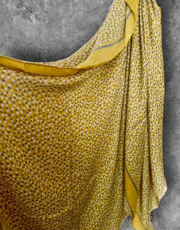 Yellow Micro Polka Dot Cotton Scarf for Women,Lightweight Spring Summer Shawl