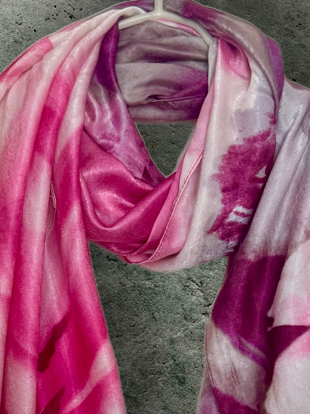 Abstract Watercolour Silk Scarf for Women in Pink/Purple,Luxury Lightweight Shawl,Ideal Gift for Her,Mom and Christmas