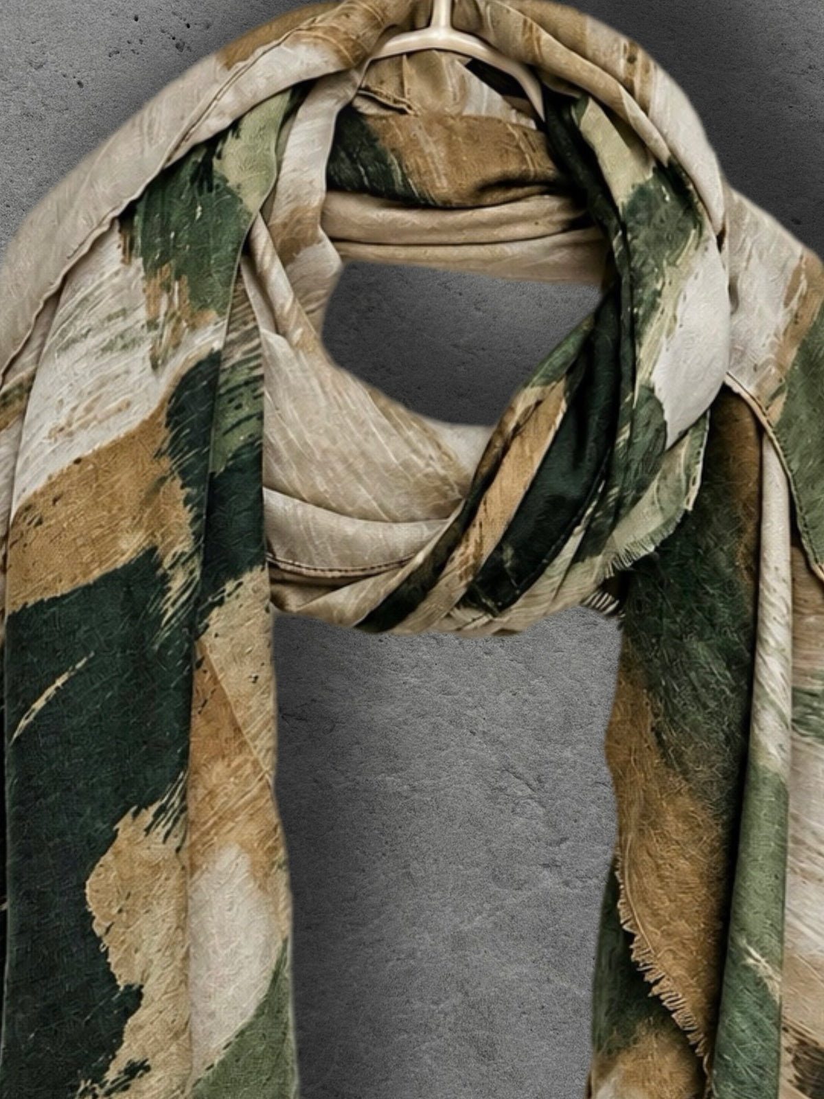 Forest Green Abstract Brushstroke Autumn Winter Scarf