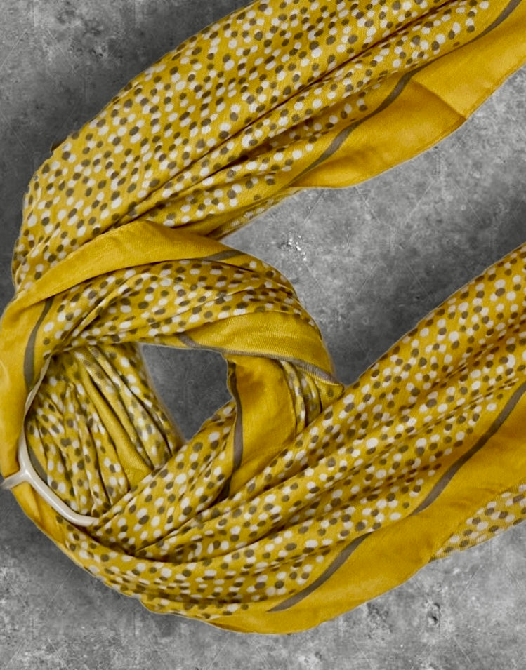 Yellow Micro Polka Dot Cotton Scarf for Women,Lightweight Spring Summer Shawl