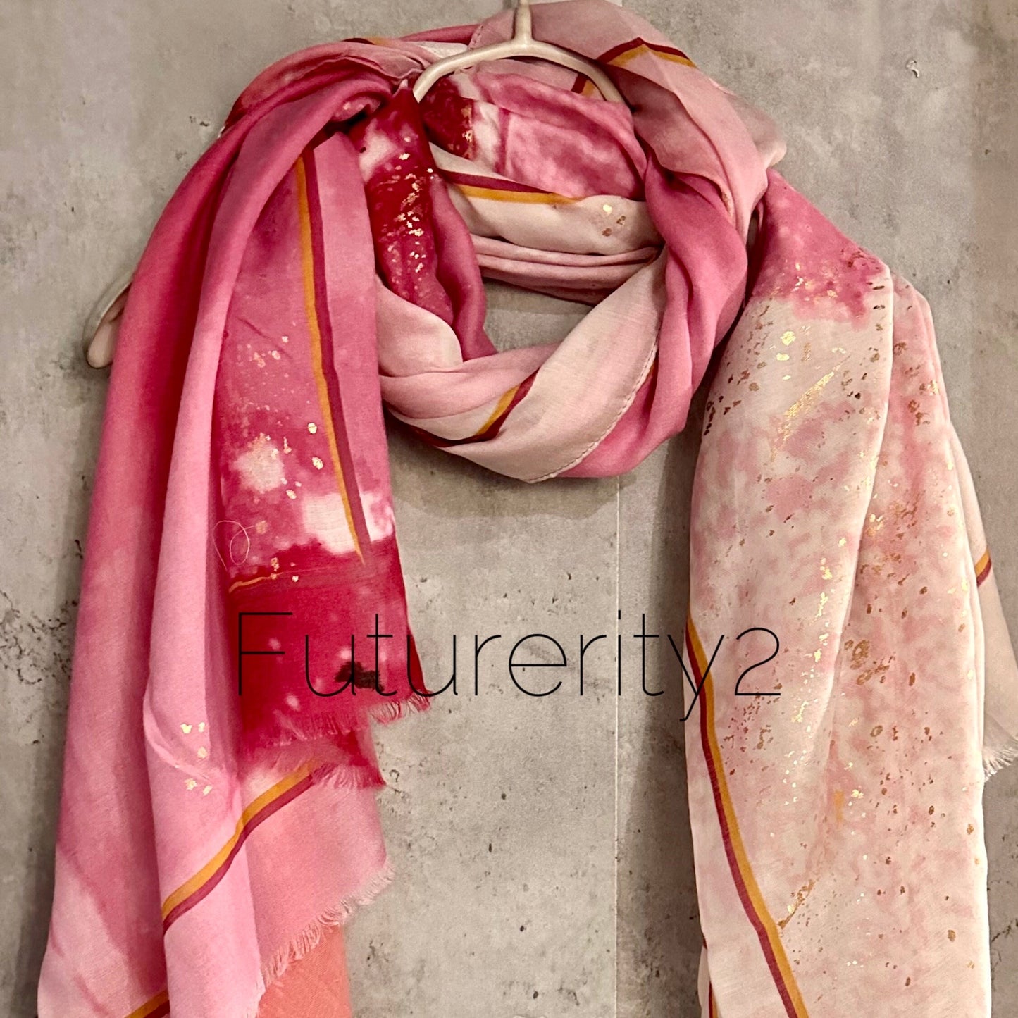 Watercolours Pattern Gold Dusk Pink Cotton Blend Scarf/Summer Autumn Scarf/Scarf Women/Gift For Her Birthday Christmas/Gifts For Mum