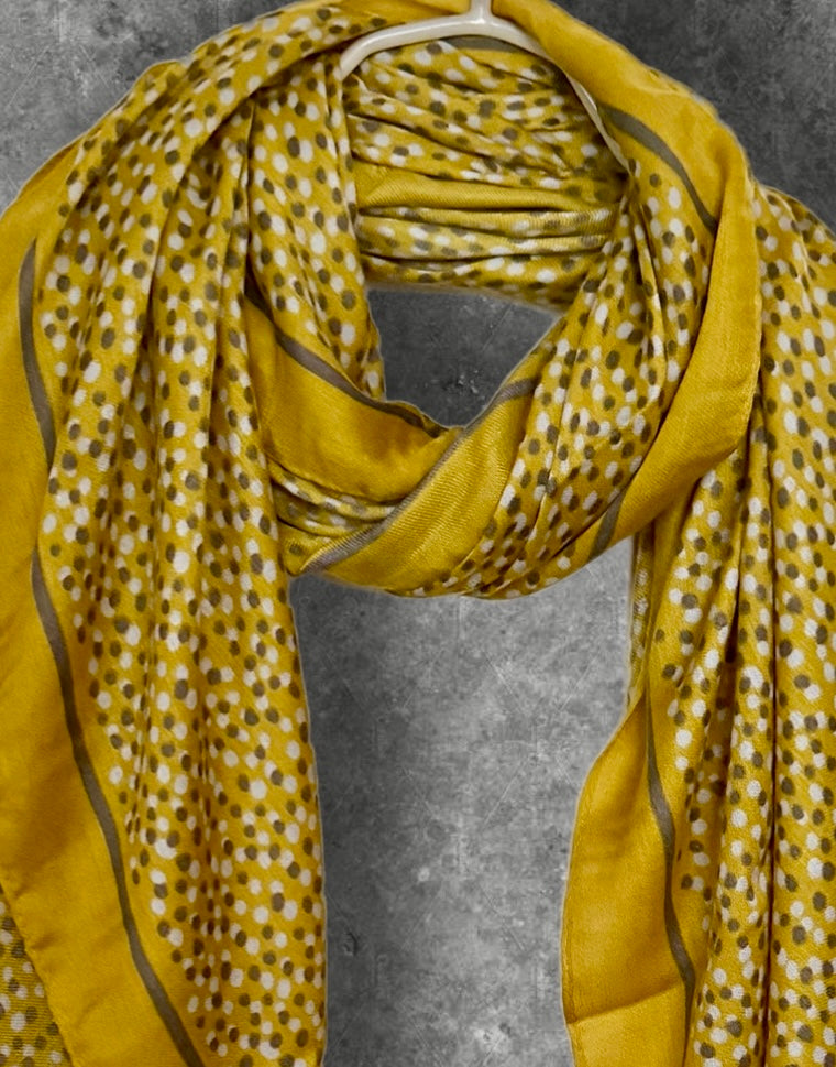 Yellow Micro Polka Dot Cotton Scarf for Women,Lightweight Spring Summer Shawl