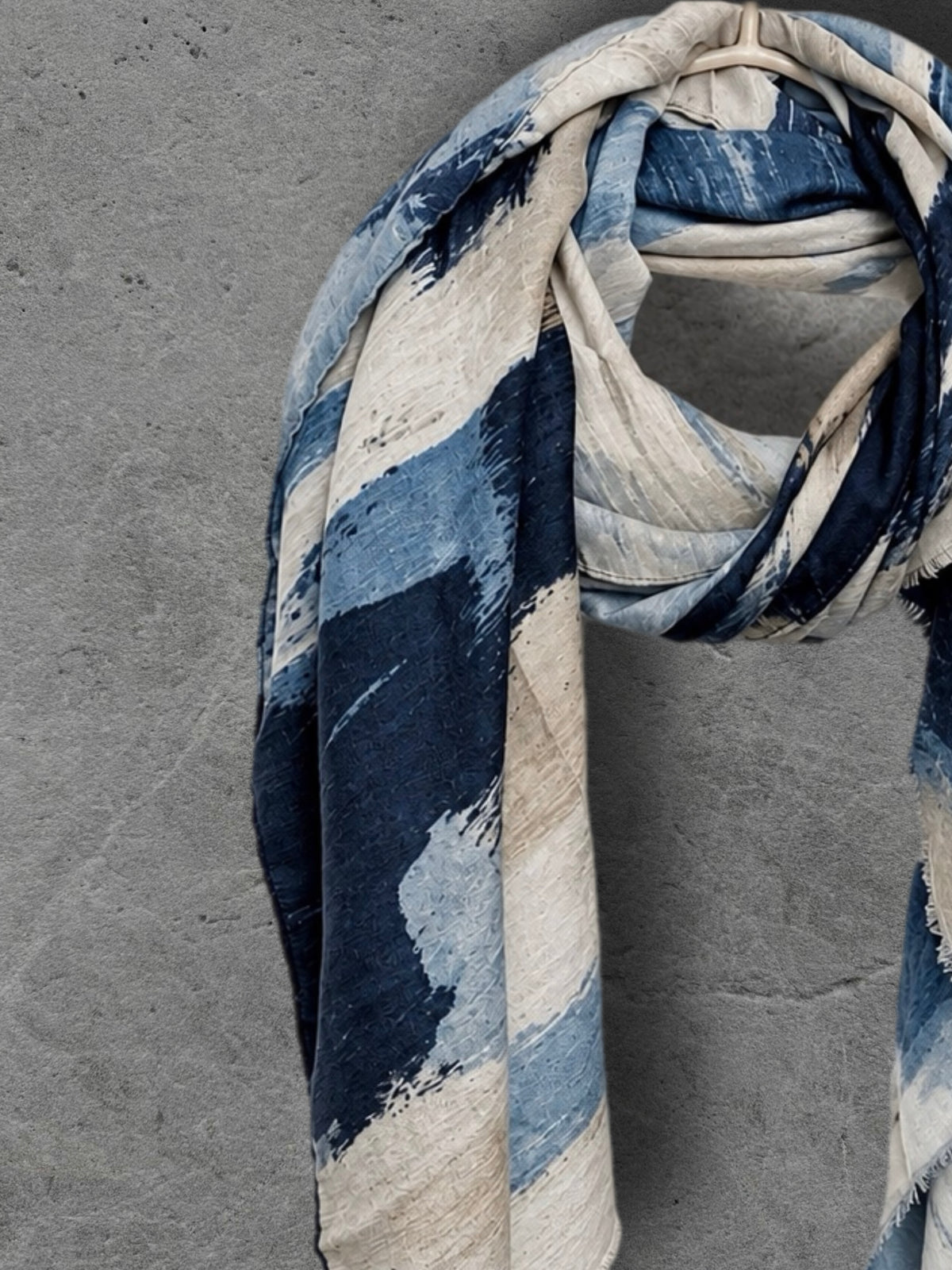 Navy Blue Abstract Brushstroke Winter Scarf