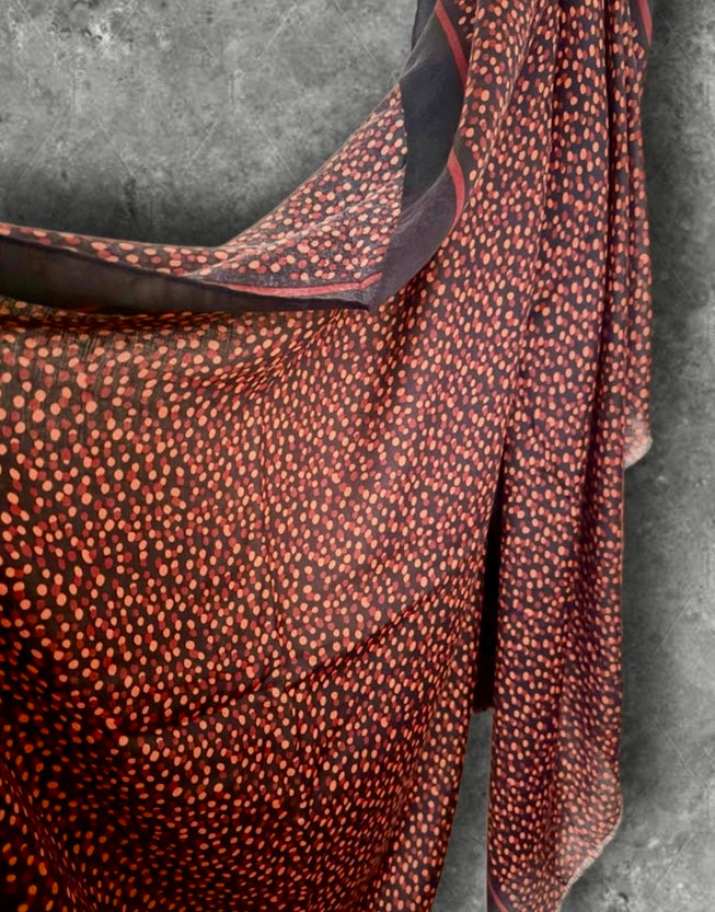 Red Black Polka Dot Cotton Scarf,Elegant Lightweight Shawl Wrap for Women