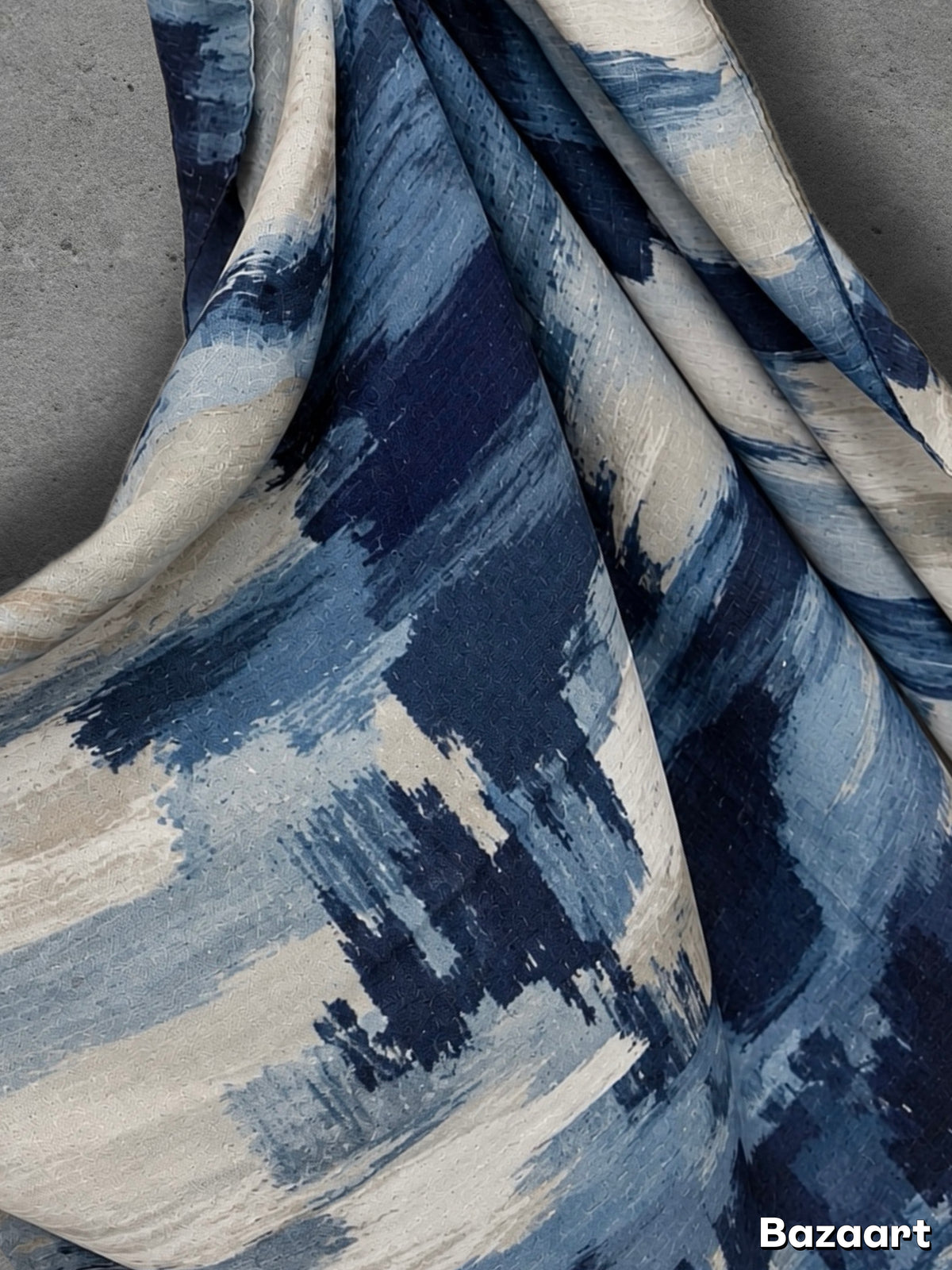Navy Blue Abstract Brushstroke Winter Scarf
