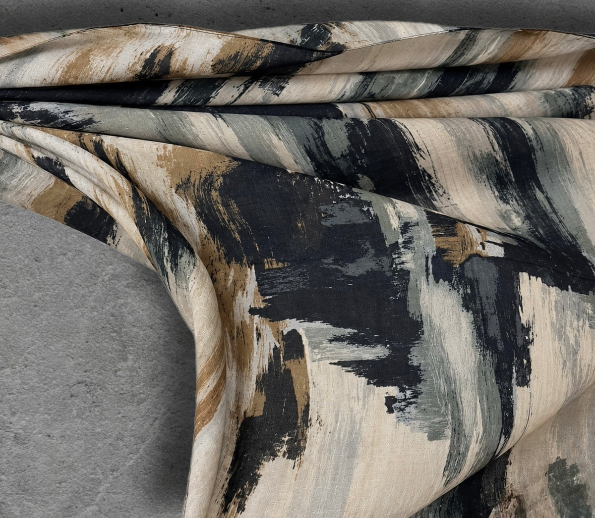 Black Beige Camel Brushstroke Autumn Winter Scarf