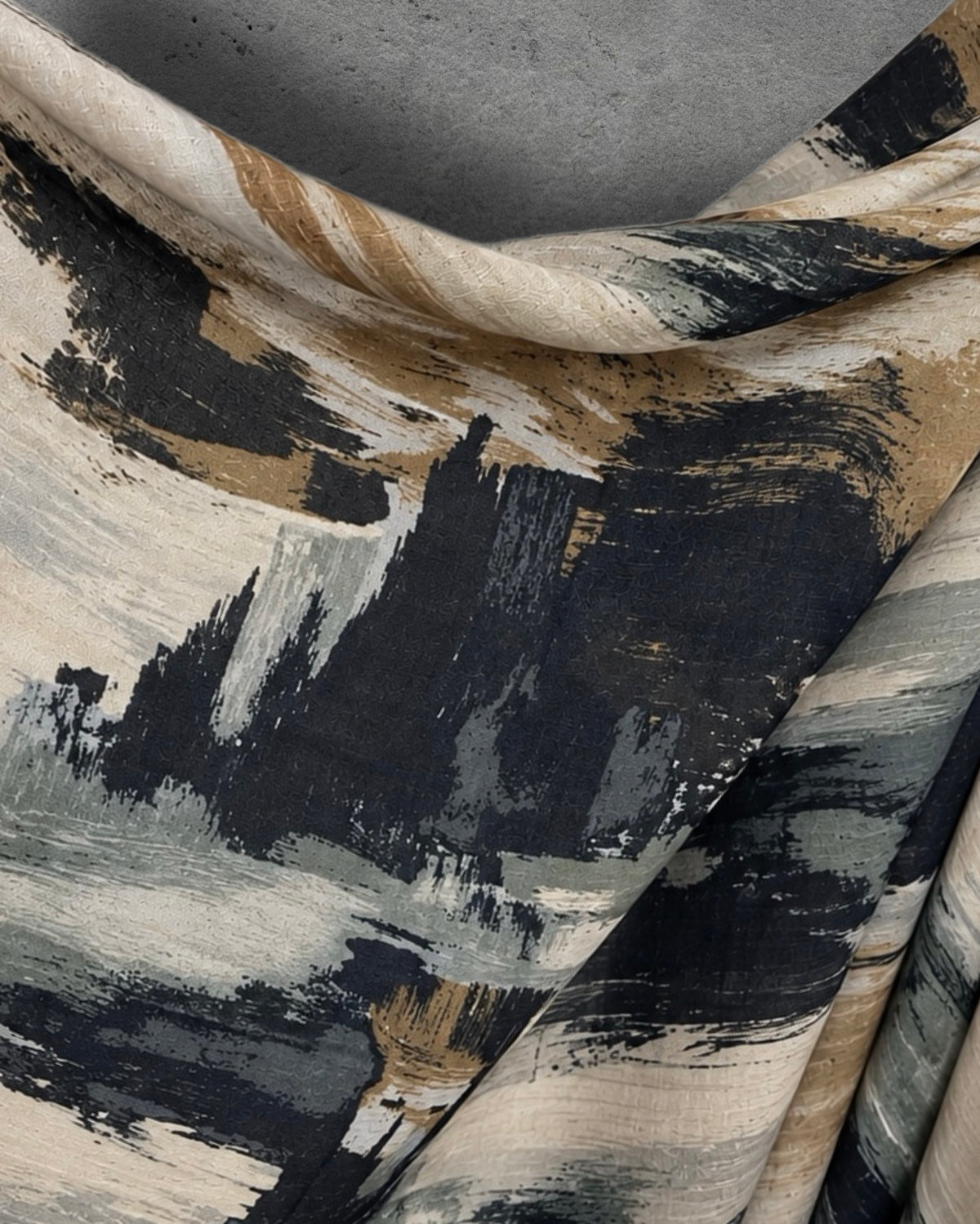 Black Beige Camel Brushstroke Autumn Winter Scarf
