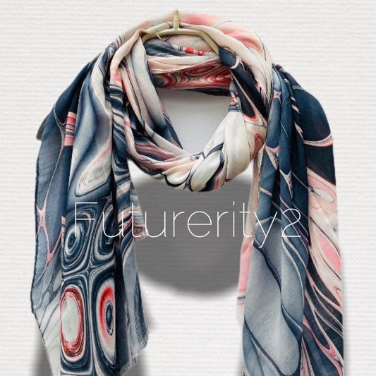 Abstract Liquid Pattern Pink Grey Cashmere Viscose Blend Scarf/ Summer Autumn Scarf/Gifts for Mom/Gifts For Her/Scarf Women/Birthday Gifts