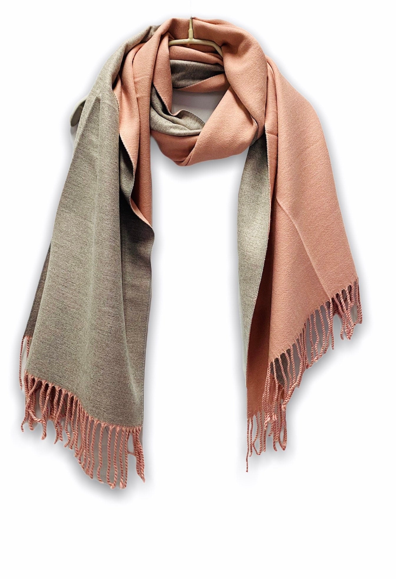 Double Sided Pink Grey Cashmere Blend Scarf/Autumn Winter Scarf/Scarf Women/Gifts For Mom/Gifts For Her/Christmas Gifts/Birthday Gifts