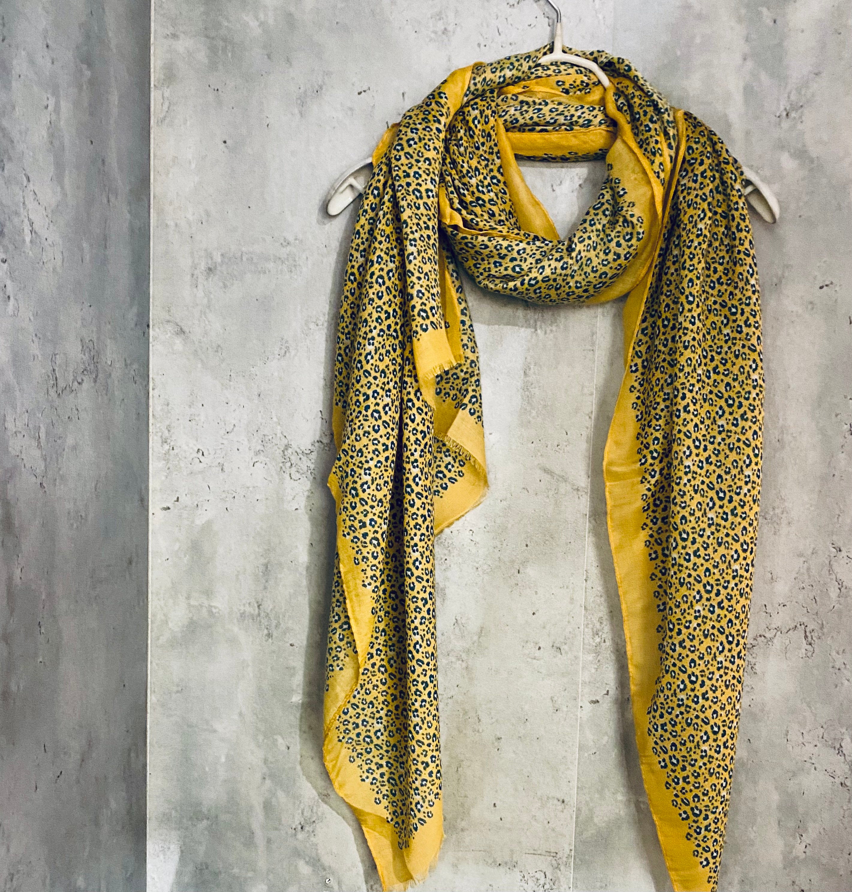 Small leopard Pattern Yellow Cotton Scarf/Spring Summer Autumn Scarf/UK Seller/Scarf Women/Gifts For Mom/Gifts For Her Birthday/Christmas