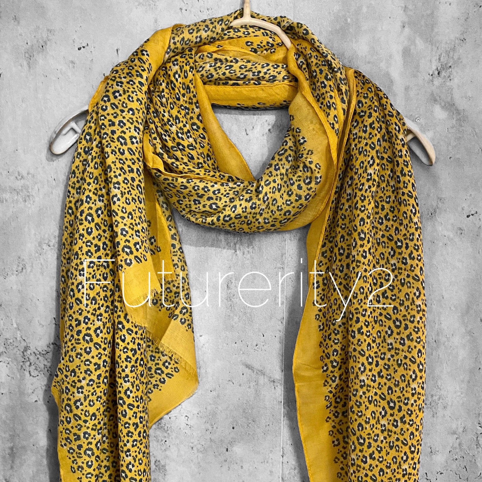 Small leopard Pattern Yellow Cotton Scarf/Spring Summer Autumn Scarf/UK Seller/Scarf Women/Gifts For Mom/Gifts For Her Birthday/Christmas