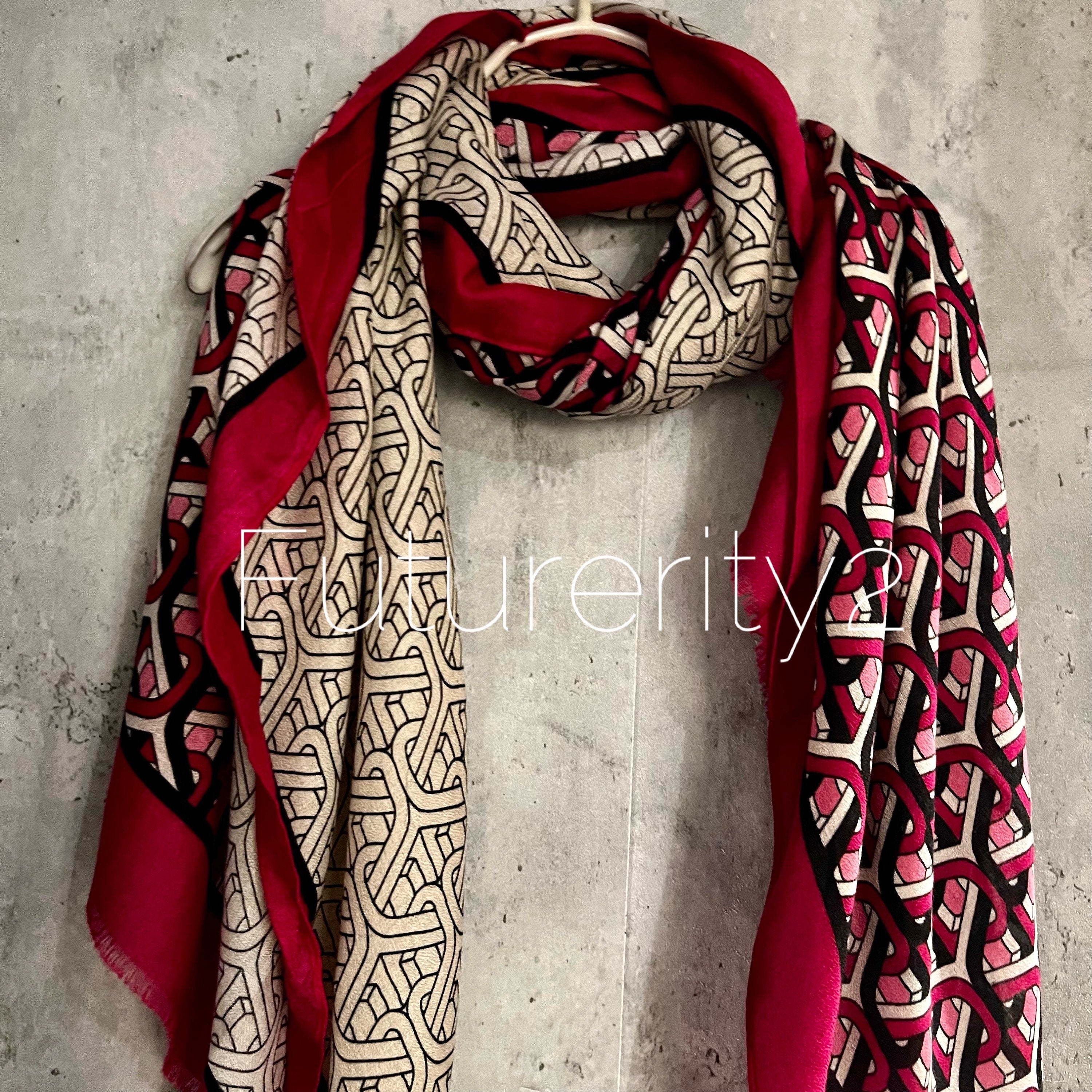 New Monogram Pattern Dark Pink Cotton Blend Scarf