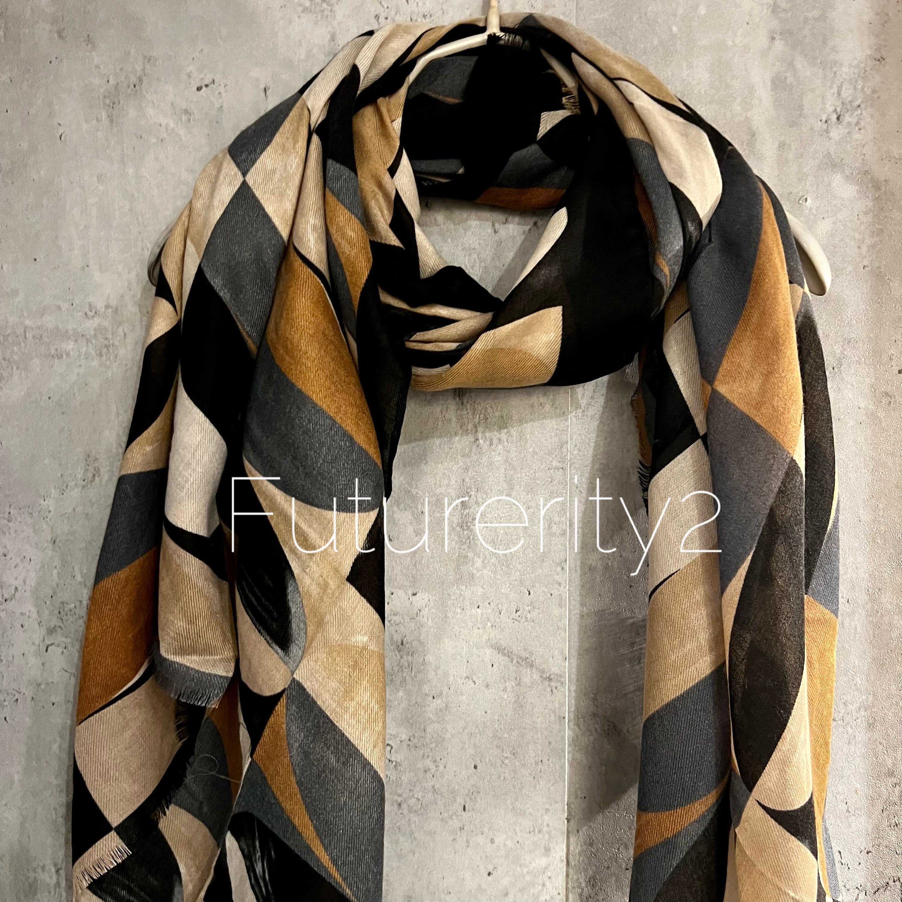Retro Pattern Beige Grey Cotton Scarf