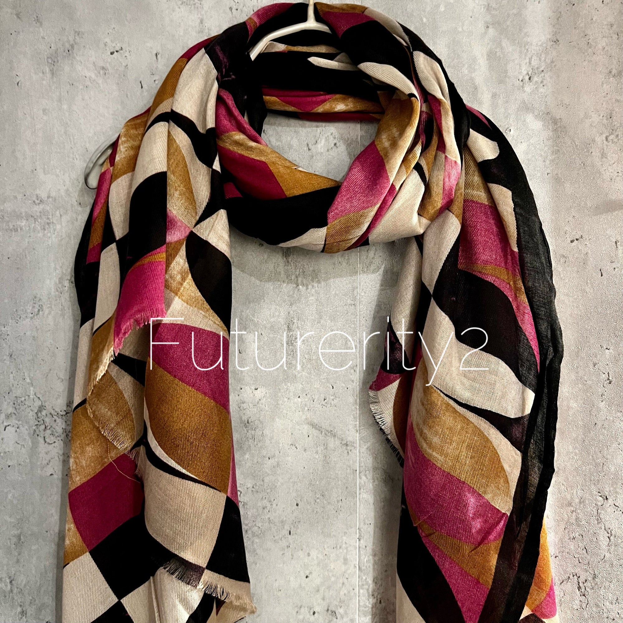 Retro Pattern Pink Beige Cotton Scarf