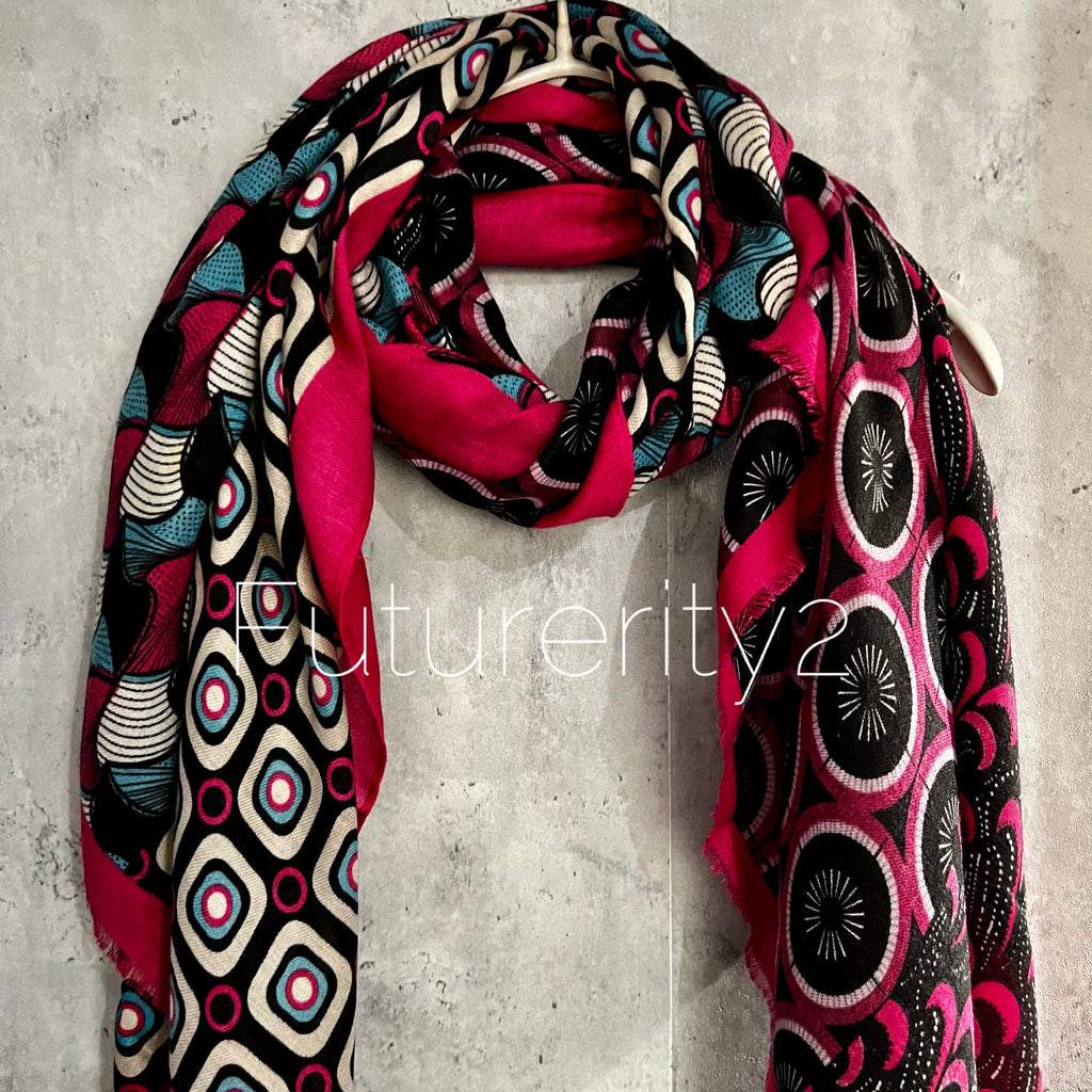 Retro Pattern Inspired Pink Cotton Scarf