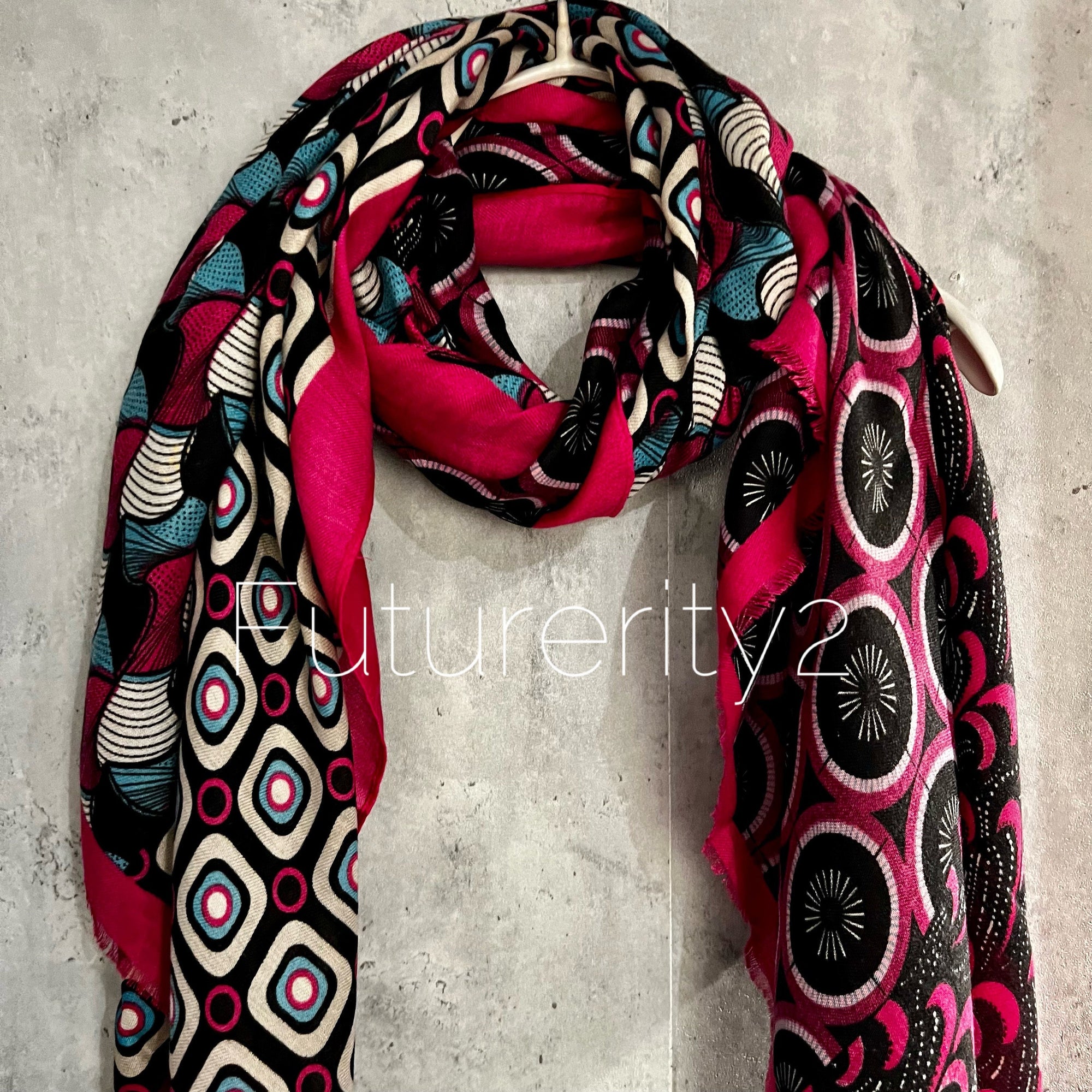 Retro Pattern Inspired Pink Cotton Scarf