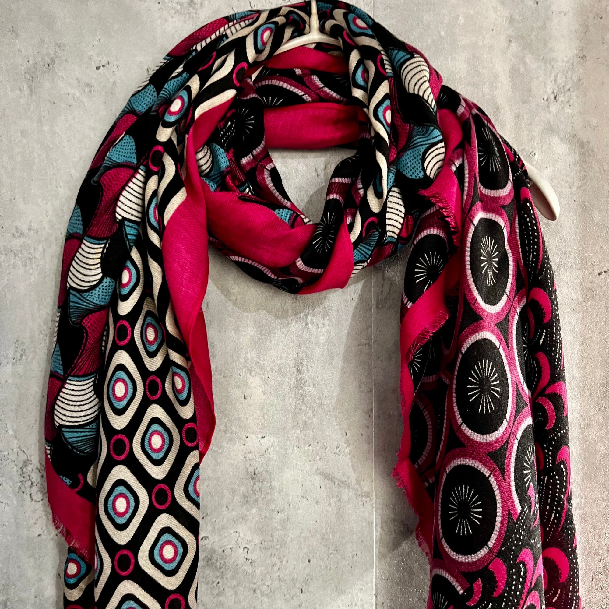 Retro Pattern Inspired Pink Cotton Scarf