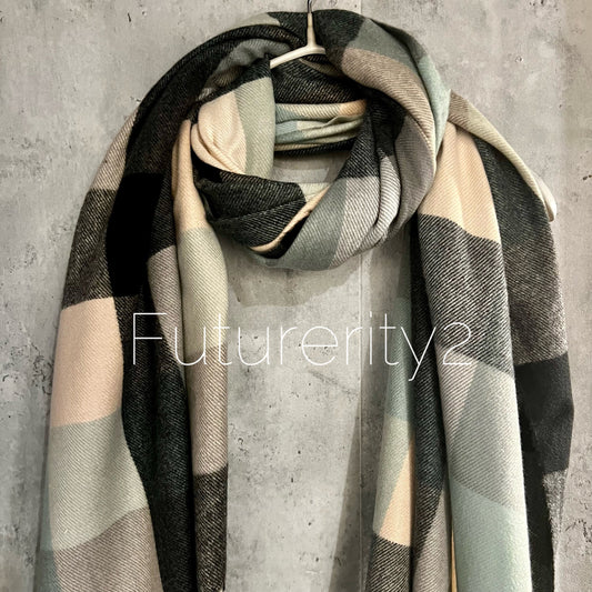 Checked Pattern Grey Black Beige Cashmere Viscose Blend Scarf/Winter Autumn Scarf/Gifts For Mum/Men Scarf/Gifts For Her Birthday Christmas