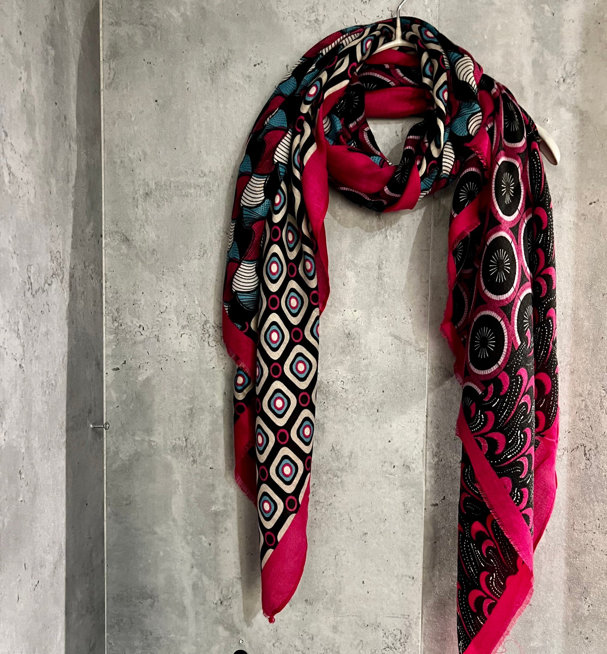 Retro Pattern Inspired Pink Cotton Scarf
