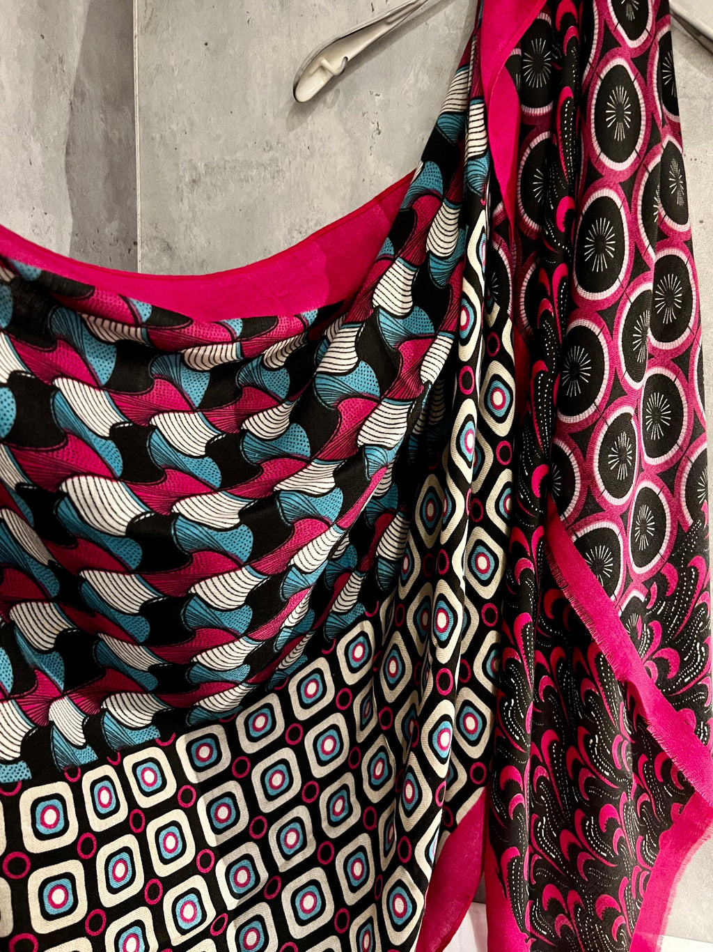 Retro Pattern Inspired Pink Cotton Scarf