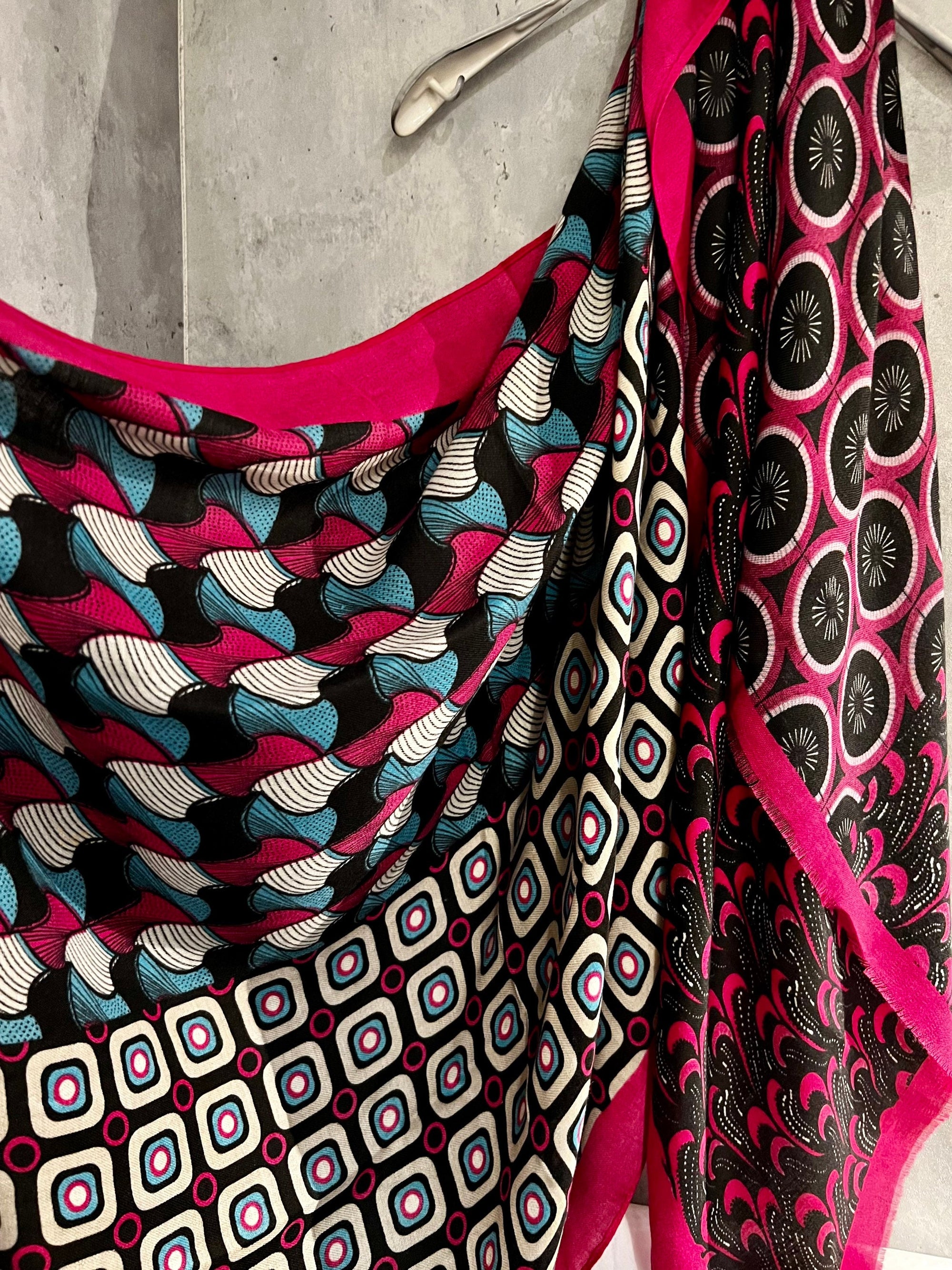 Retro Pattern Inspired Pink Cotton Scarf