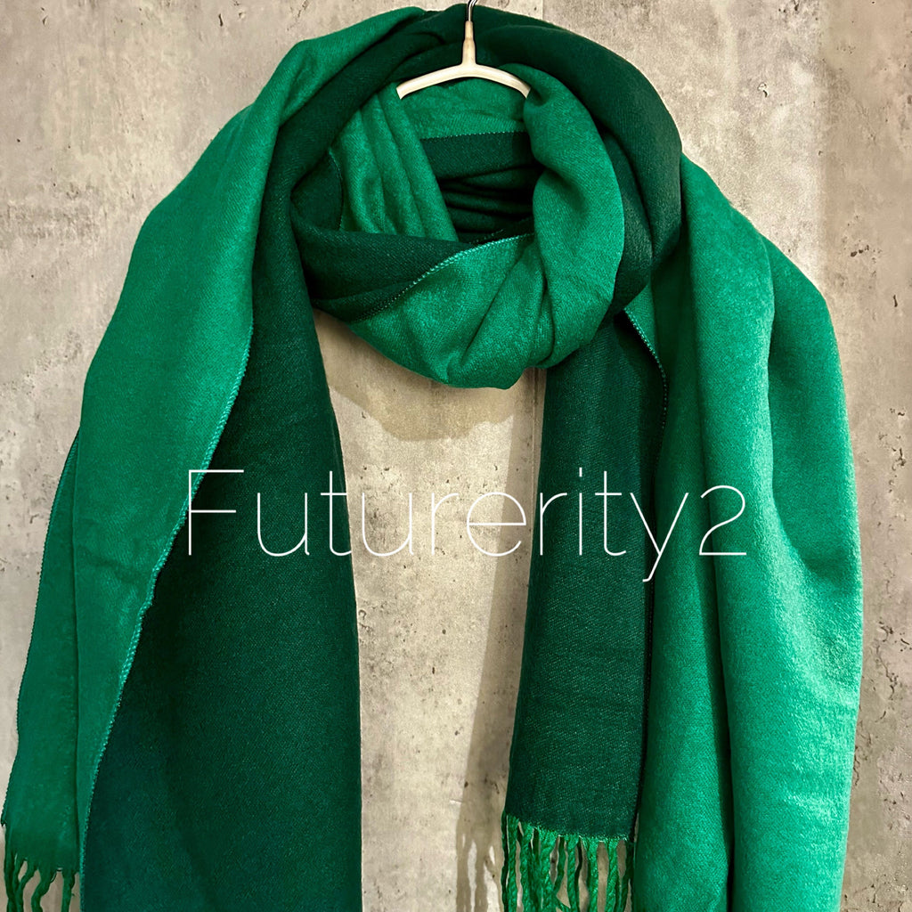 Double sided Two Toned Green Cashmere Blend Scarf/Men Women Scarf