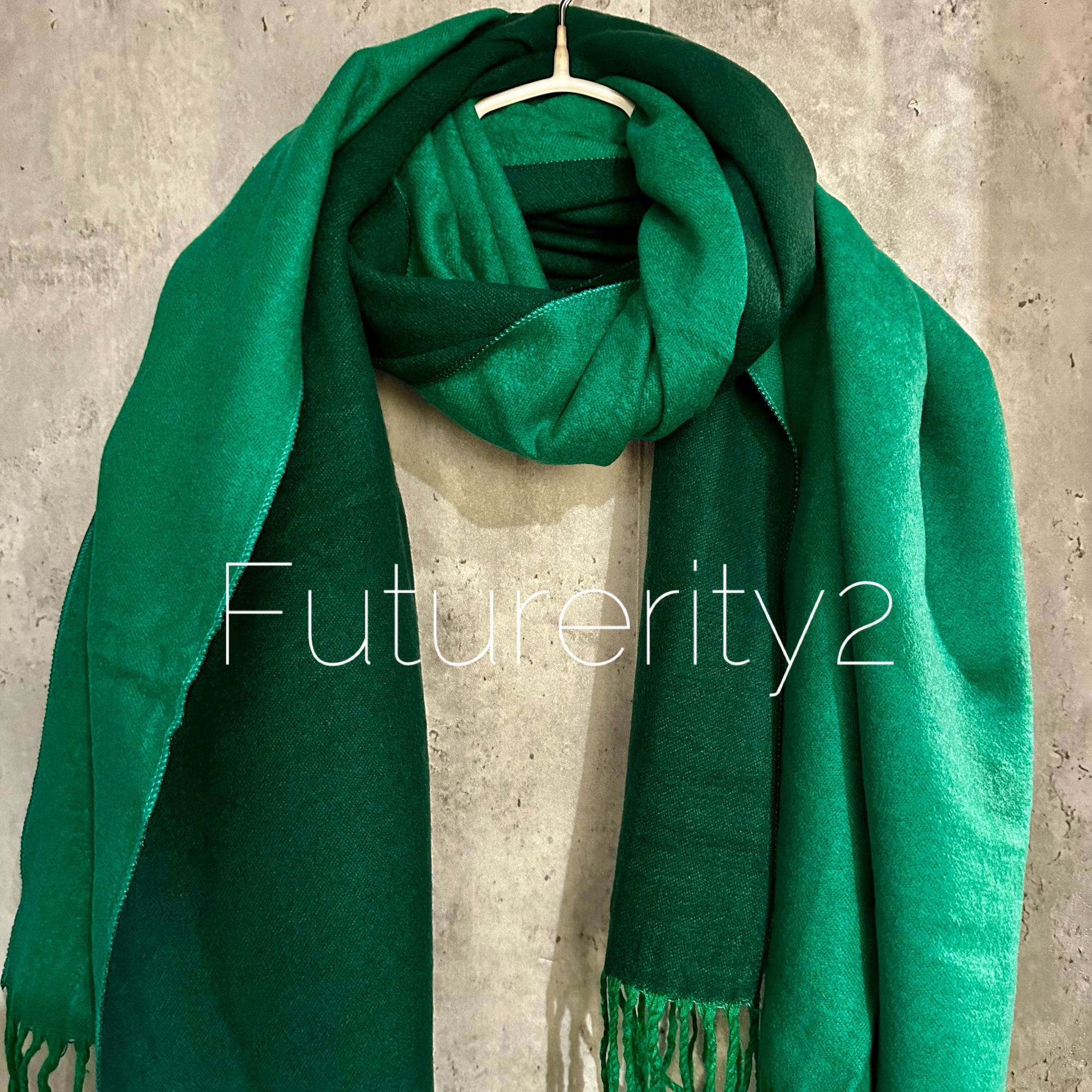 Double sided Two Toned Green Cashmere Blend Scarf/Men Women Scarf