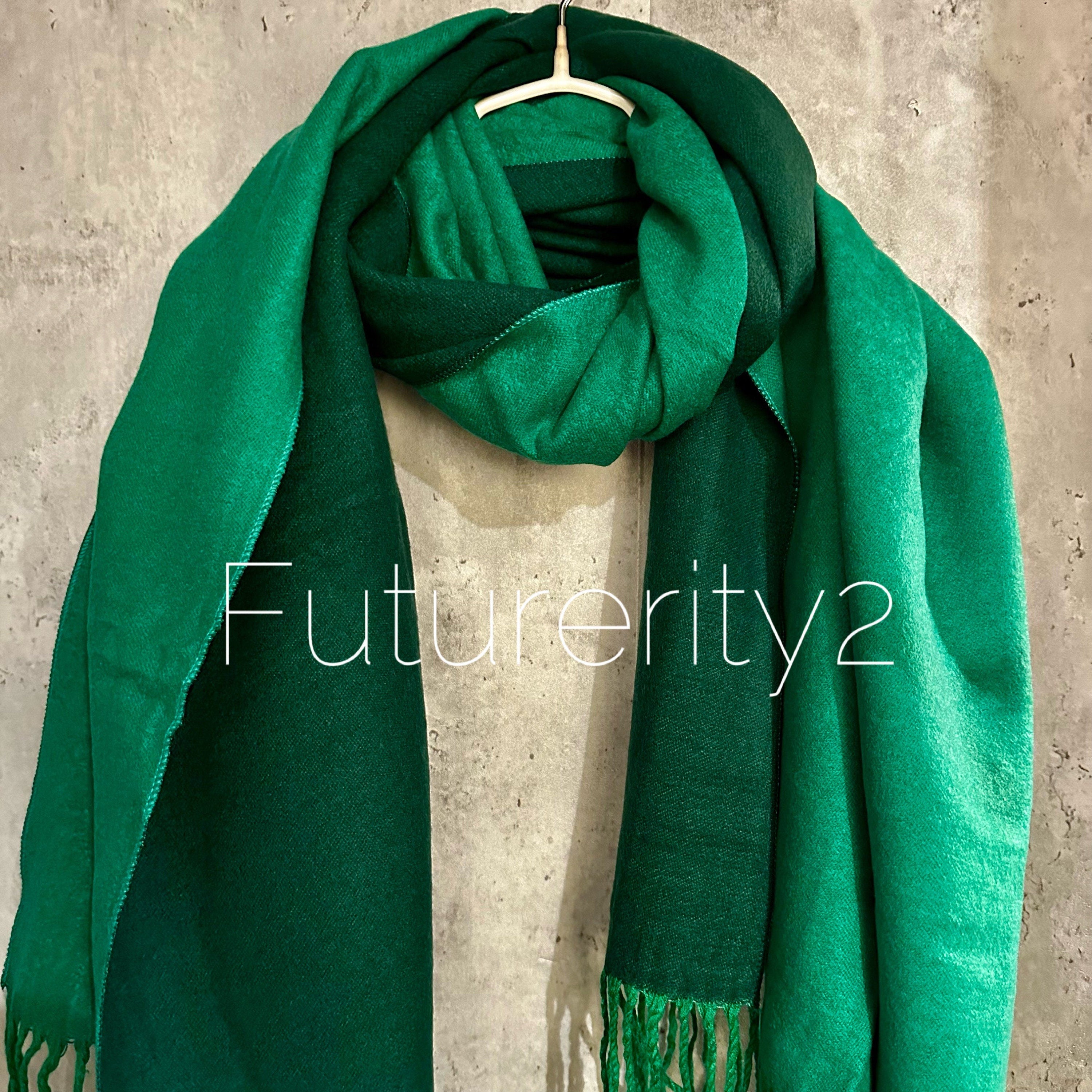 Double sided Two Toned Green Cashmere Blend Scarf/Men Women Scarf